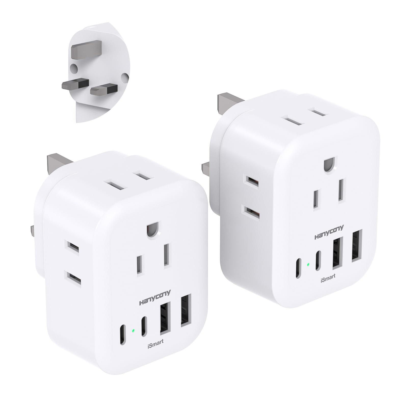 2 Pack US to UK Ireland Travel Plug Adapter, HANYCONY Type G Plug Adapter 4 Outlets 4 USB Ports (... | Amazon (US)