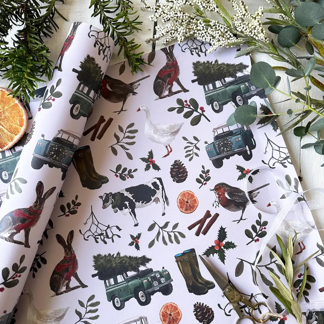 Christmas in the Countryside Wrapping Paper - Etsy UK | Etsy (US)