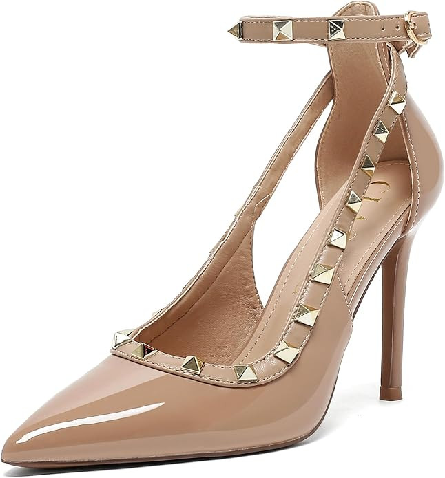Amazon.com | BiuYorBTY Womens Closed Toe Pointed Toe Pumps Heels, Buckle Ankle Strappy Dress Shoe... | Amazon (US)
