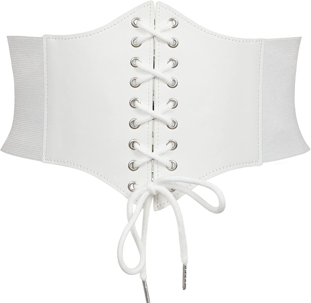 JASGOOD Women’s Elastic Costume Waist Belt Lace-up Tied Waspie Corset Belts for Women | Amazon (US)