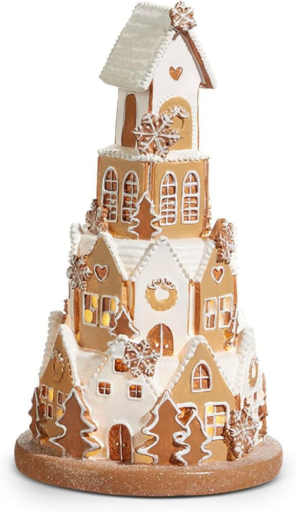 Raz Imports Christmas White Icing Lighted Gingerbread House Figurine, 8.5-inch Height, Holiday De... | Amazon (US)