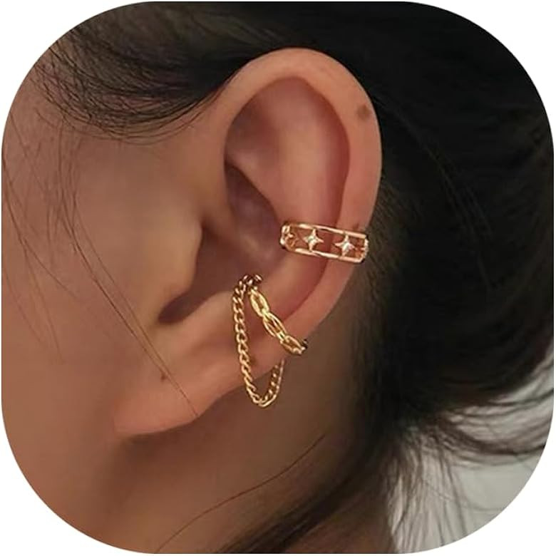 Gold Ear Cuff Earrings for Women Non Piercing 14K Gold Plated/Silver Cuff Clip On Cartilage Hoop ... | Amazon (US)