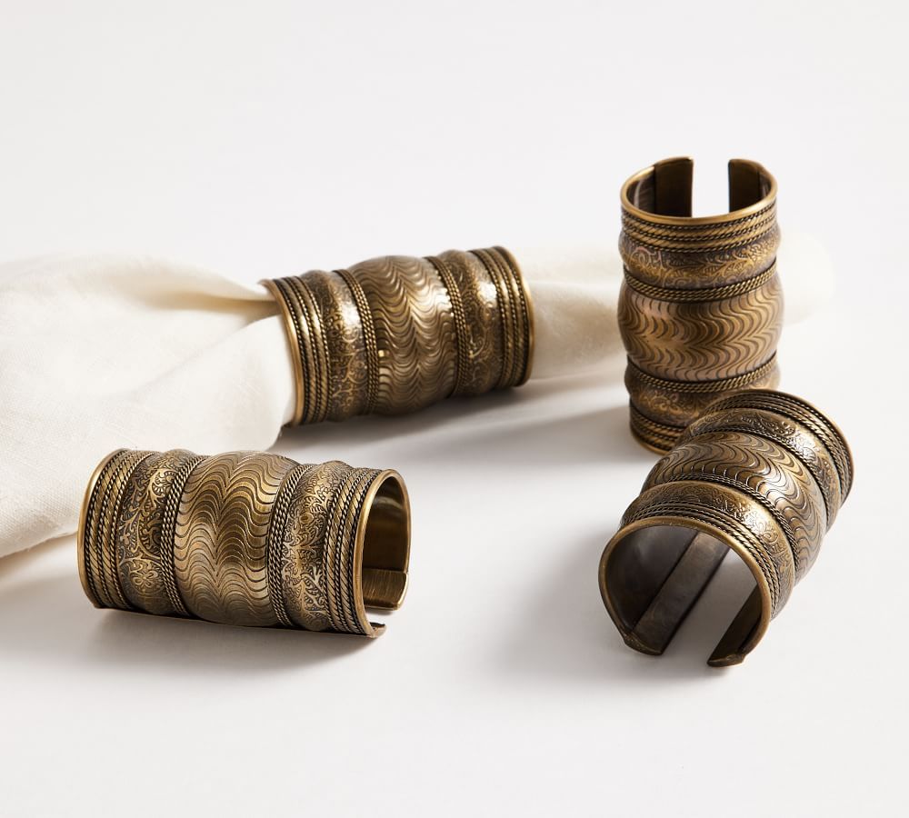Etched Bangle Napkin Rings - Set of 4 | Pottery Barn (US)