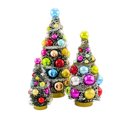 Cody Foster 9.0 Inch Decorated Bottle Brush Trees Set Of 3 Vintage Retro Decorate Village Decor Bottle Brush Trees | Target