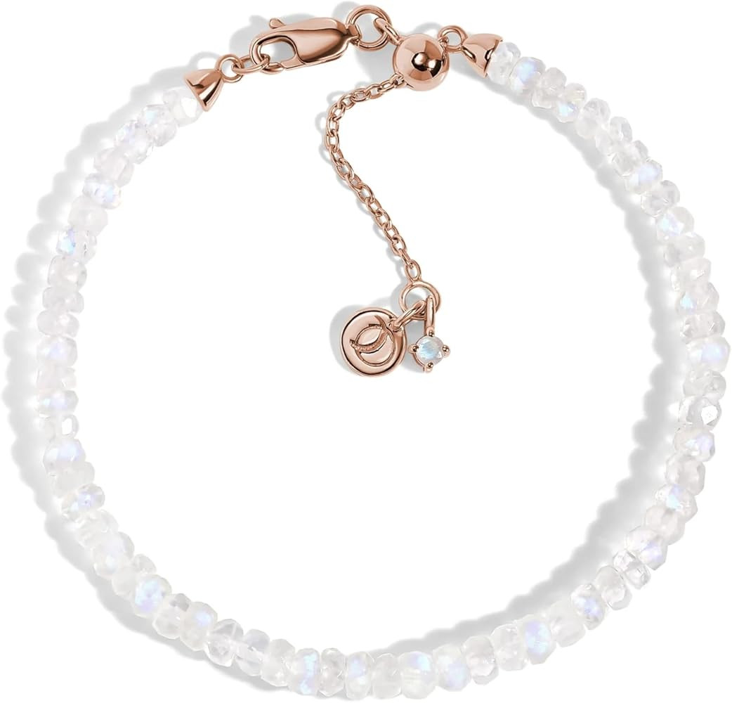 Moon Magic Moonstone Bracelet for Women | Black Obsidian, Rose Quartz Bracelet/Real 925 Sterling ... | Amazon (US)