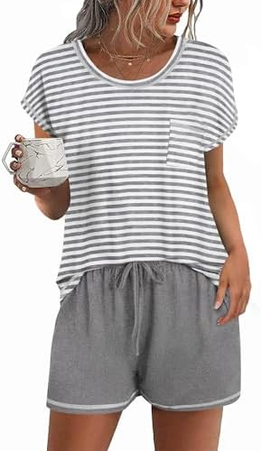 Ekouaer Pajama Set for Women Short Sleeve Tops and Shorts Set 2 Piece Pjs Classic Loungewear with... | Amazon (US)