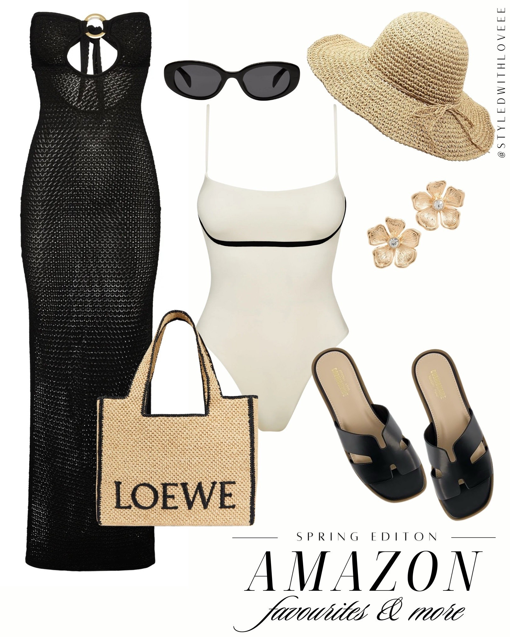 Effortless and elevated 🌞 This black crochet cover-up layered over a sleek white one-piece is perfect for beach days or poolside lounging. Paired with chic slides, statement sunglasses, and a woven sun hat—you're ready for a luxe spring escape. And how cute is this tote? Perfect for all your beach essentials! 



#LTKSwim #LTKTravel #LTKootd