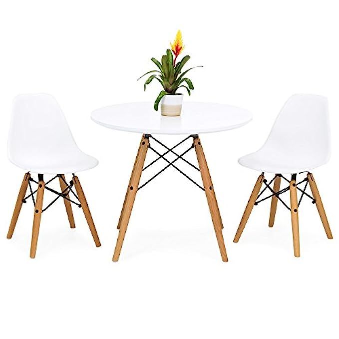 Best Choice Products Kids Mid-Century Modern Eames Style Dining Room Round Table Set w/ 2 Armless Ch | Amazon (US)