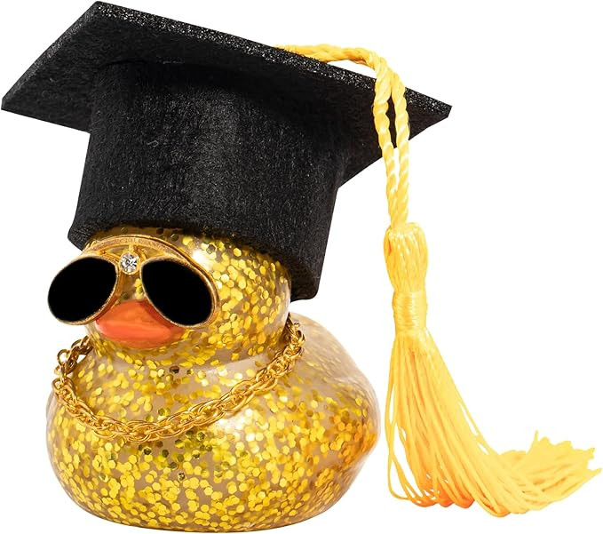 wonuu Car Dashboard Decor Graduation Hat Color Rubber Duck, Car Ducks Ornaments with Mini Graduat... | Amazon (US)