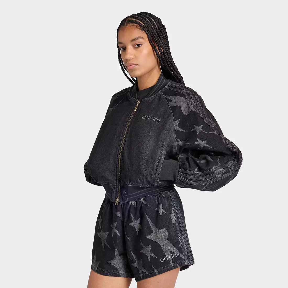 adidas Originals Women's Denim Graphic Varsity Bomber Jacket | DICK'S Sporting Goods