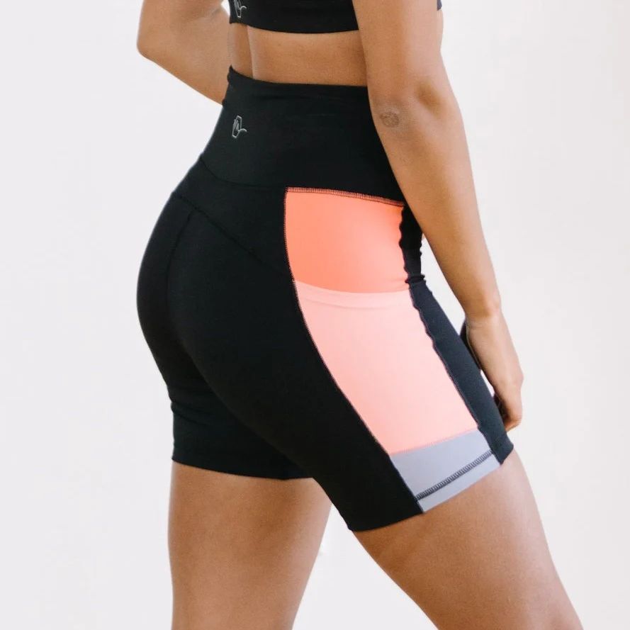 Biker Shorts - 6'' - Peach Colorblock | MT SPORT | Maven Thread