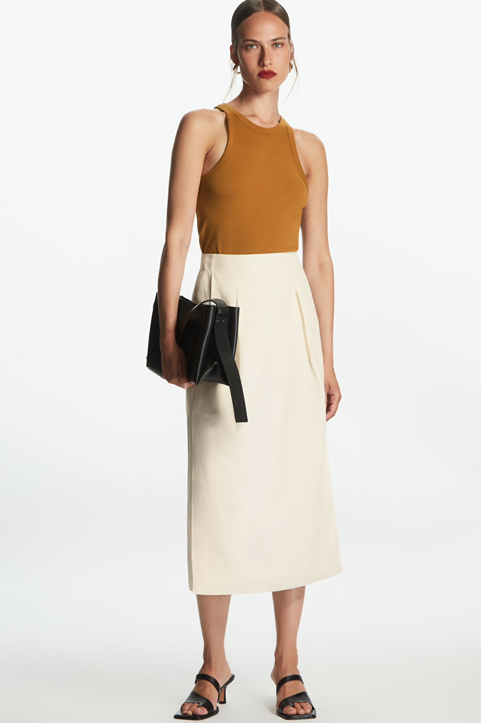 PLEATED LINEN-BLEND MIDI SKIRT | COS (EU)