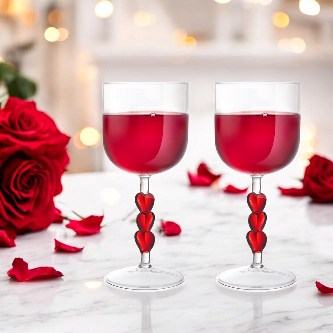 Valentines Day Gifts for Her Valentines Day Wine Glasses Heart Wine Glasses Gift for Wife Gifts f... | Etsy (US)
