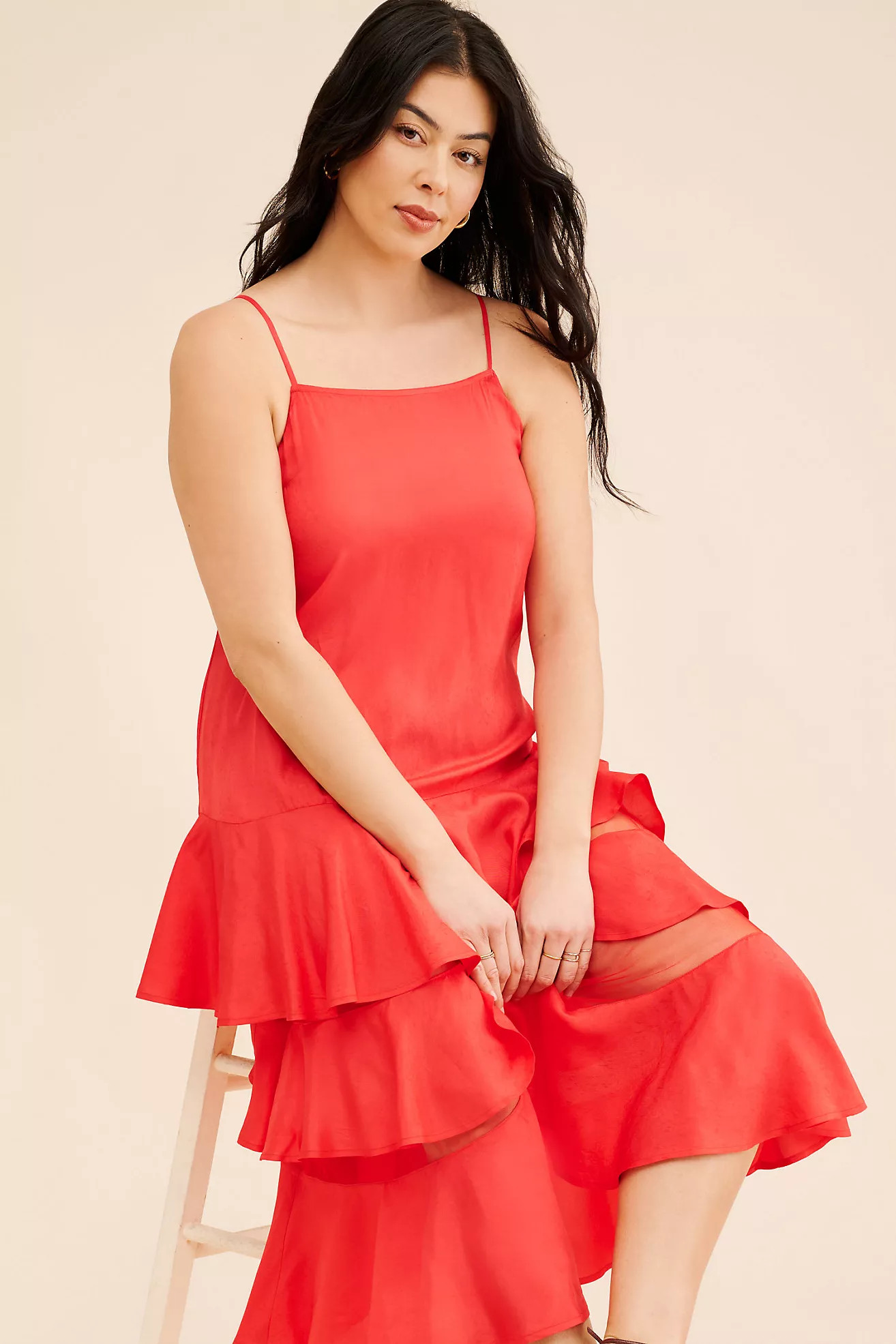 Blue Tassel Sleeveless Sheer Tiered Dress | Anthropologie (US)