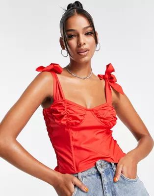 Femme Luxe tie strap corset top in red | ASOS (Global)