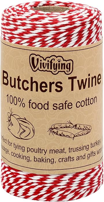 Vivifying Red and White Butchers Twine, 328 Feet 2mm Food Safe Cotton Cooking Twine, Ideal for Tr... | Amazon (US)