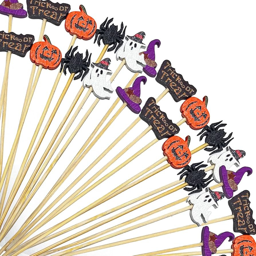 Halloween Cocktail Picks, Halloween Toothpicks for Appetizers, 4.7 Inch 100 Pcs Long Decorative T... | Amazon (US)