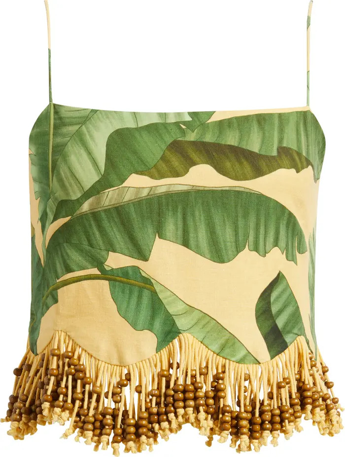 Botanical Fruit Print Beaded Fringe Top | Nordstrom