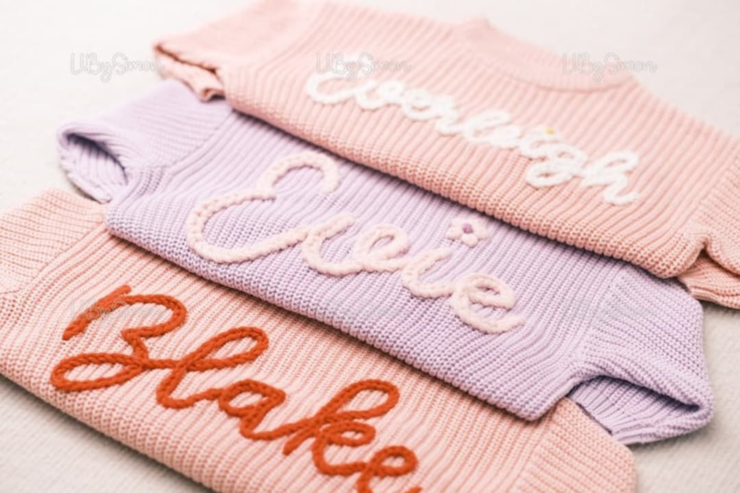 Custom Baby Sweater: Hand Embroidered Name & Monogram Unique - Etsy | Etsy (US)