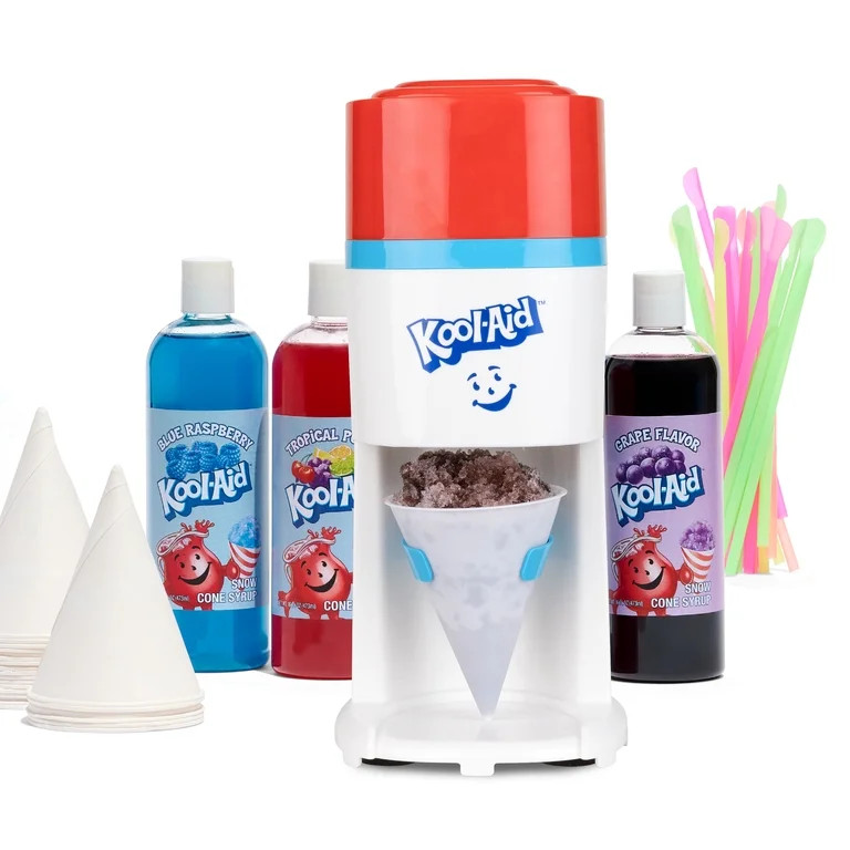 Kool-Aid Snow Cone Maker Party Kit, (3) 16oz Flavored Syrups, 20 Cones and Spoon Straws, Bomb Pop | Walmart (US)