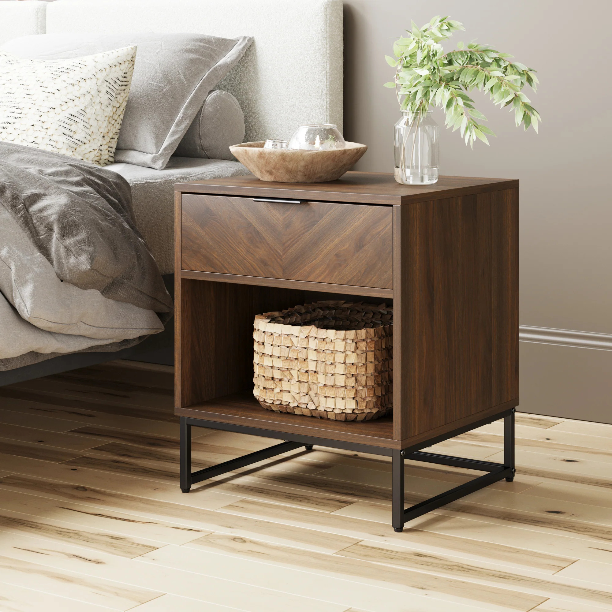 Wood Cabinet Herringbone Nightstand Nutmeg | Nathan James