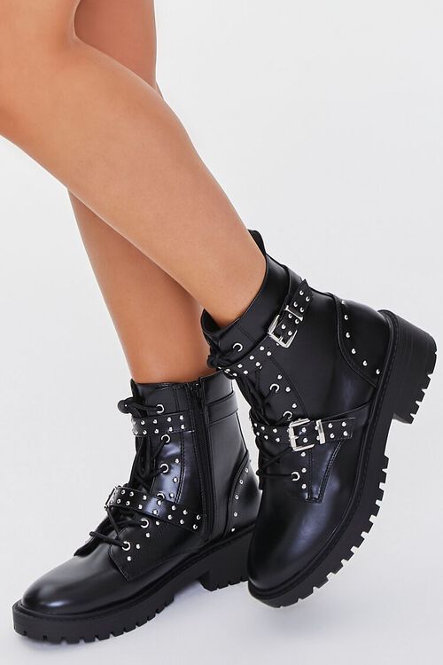 Studded Buckled-Strap Combat Boots | Forever 21 | Forever 21 (US)