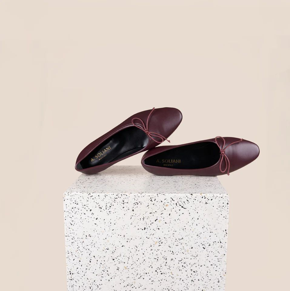 Como Ballet Flats in Wine Leather | A. Soliani | A.Soliani