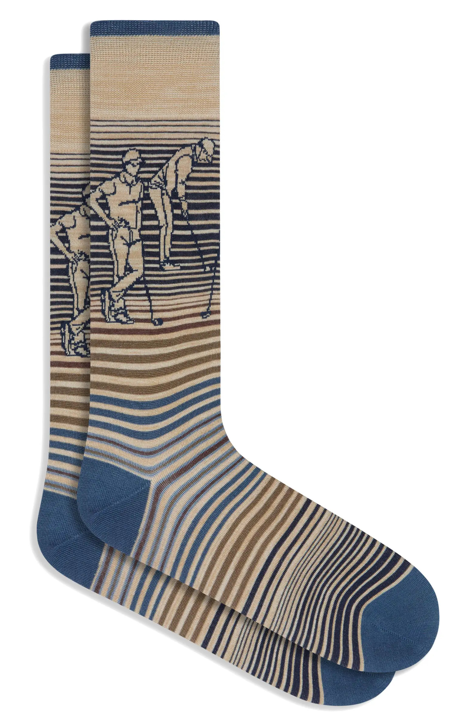 Golfer Stripe Mercerized Cotton Blend Dress Socks | Nordstrom