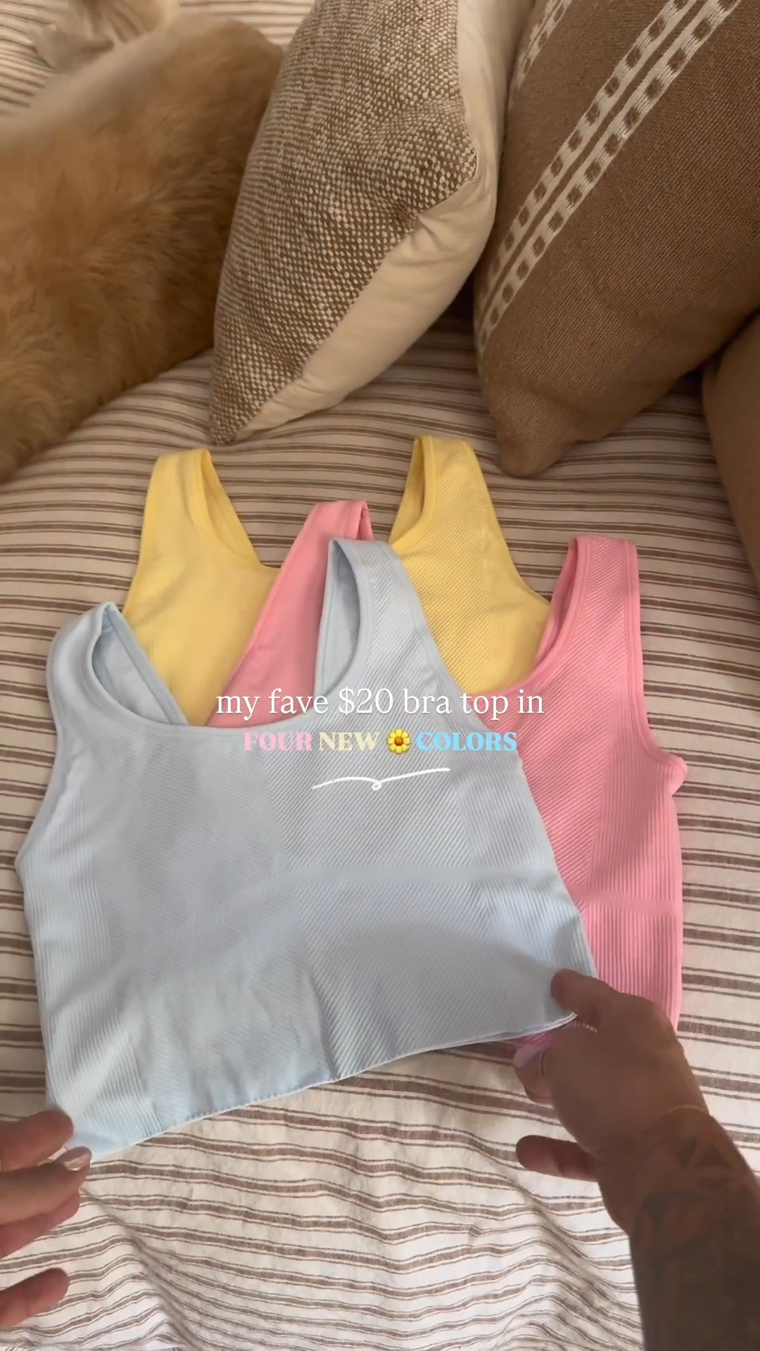 One of my fave finds from Target this year — this seamless bra top! It’s cropped, ribbed, SUPER comfy & the detailing is so pretty / flattering! 🌼 I’ve worked out in mine + worn casually during the day & I love it! 

I went tts in a small, but if you’re in between I’d size down! It stretches a bit as you wear it! Also - no padding! 🤪

Athleisure / target finds / spring finds / comfy / casual / fitness / workout clothes / Holley Gabrielle / summer ootd 

#LTKFindsUnder50 #LTKActive #LTKSummerEdit