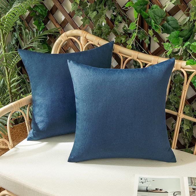 Woaboy Set of 2 Outdoor Waterproof Throw Pillow Covers Decorative Farmhouse Pillowcase Solid Cush... | Amazon (US)