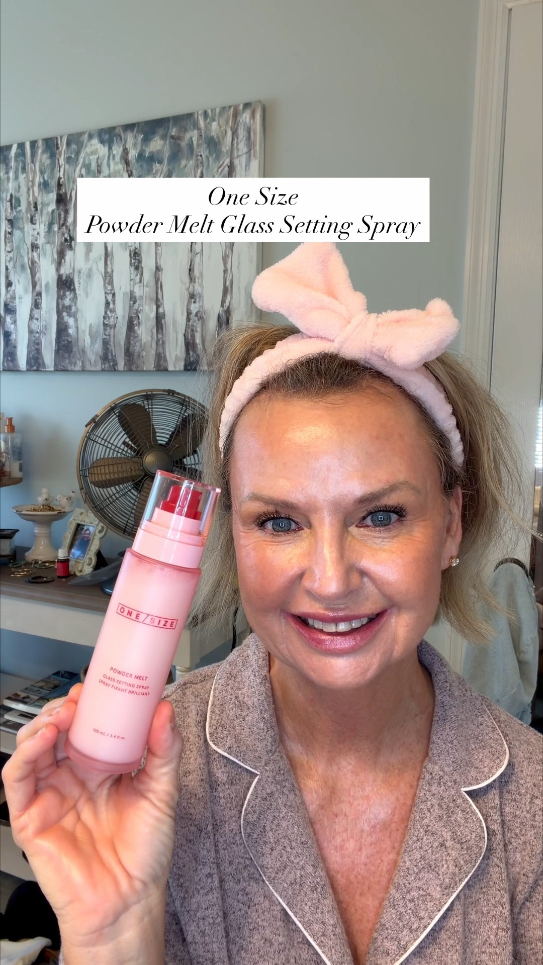 The very last step in my makeup routine — and honestly the one I never skip.

This is my holy grail setting spray:
One/Size Powder Melt Glass Setting Spray.

It’s a skincare-infused, hydrating setting spray that literally melts all your powder layers together for that smooth, glass-skin finish — and it lasts allll day.

Why I love it:
• Locks makeup in for up to 12 hours
• Feels refreshing and hydrating — never heavy
• Gives that glowy, skin-like finish
• Great for gym days, busy days, and date nights

It’s made with ceramides to support your skin barrier, ginger flower water for antioxidant protection, and lime pearl extract to gently smooth and brighten.

I use this every single day I wear makeup — and I’m sharing this along with all of my everyday makeup go-to’s so you can shop the full routine. ✨
Everything is tagged below!
@patrickstarrr 
⸻

#ltkbeauty
#ltkmakeup
#over50beauty
#matureskin
#glowyskin
#settingspray
#onesizebeauty
#glassskin
#everydaymakeup
#beautyover50
#makeuproutine
#skincareandmakeup
#ltkfinds
#beautyfinds
#glowup
