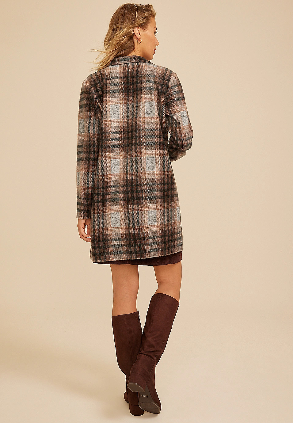 Plaid Longline Blazer | Maurices
