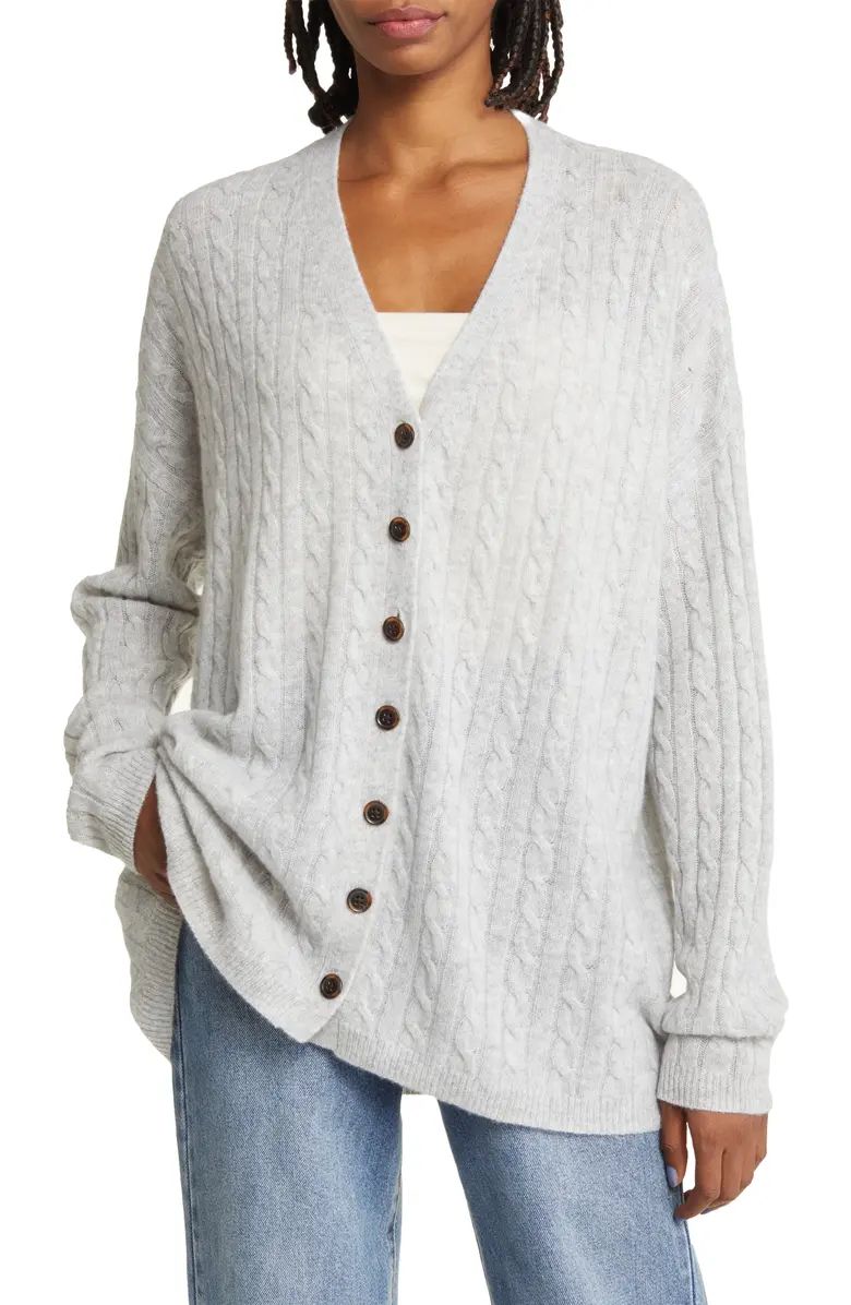 Giusta Cable Knit Oversize Cashmere Cardigan | Nordstrom