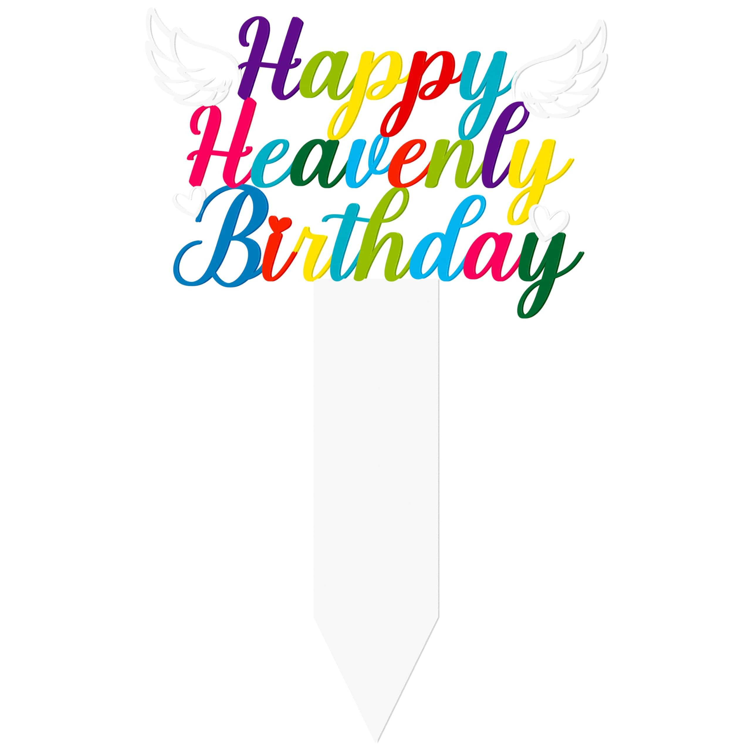 BUoonyer Stake Graves Cemetery Decorations - Happy Birthday in Heaven Metal Memorial Grave Markers, Happy Heavenly Birthday Graveyard Sympathy Plaque, Graveside Burial Decor Sign for Yard Garden | Amazon (US)