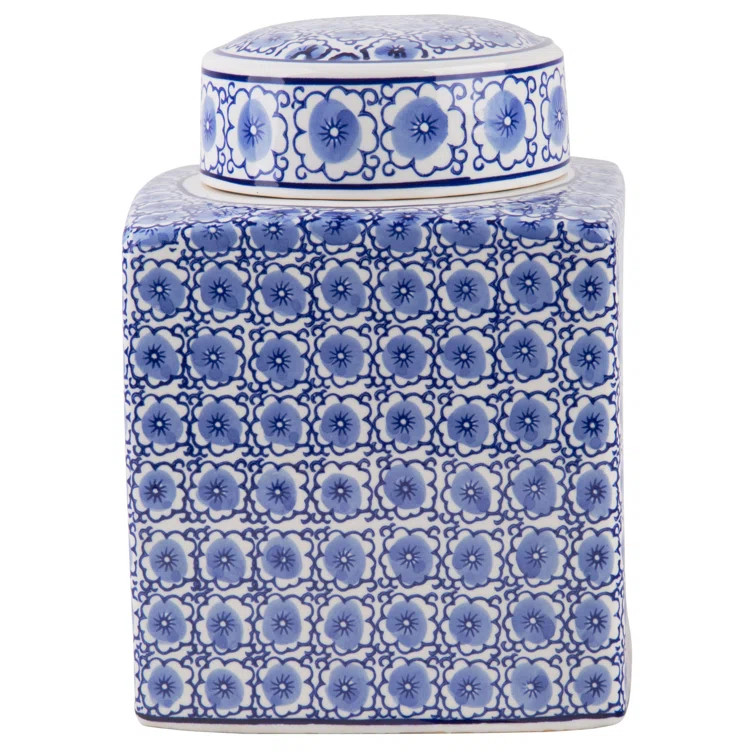 Laketon Blue/White 8'' Ceramic Ginger Jar | Wayfair North America