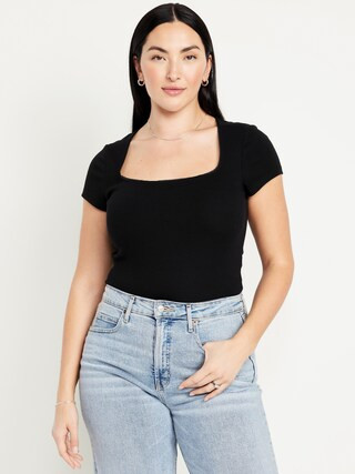 Square-Neck Ribbed T-Shirt | Old Navy (US)
