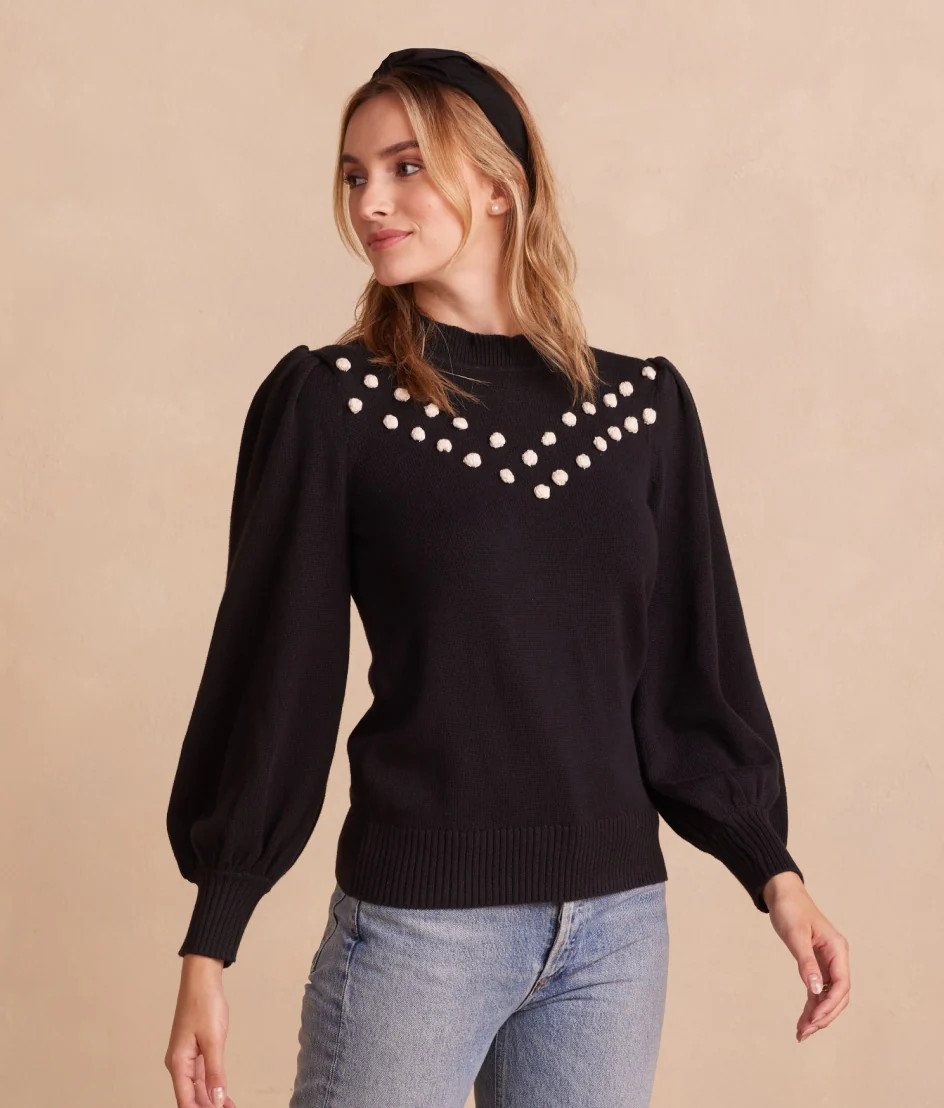 The Year-Round Balloon Sleeve Pompom Sweater | SummerSalt