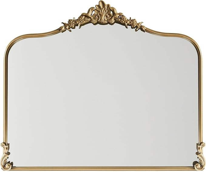 Vintage Gold Wall Mirror - 36x30 inch, Ornate Baroque Design, Incricate Crown, Metal Frame, Large... | Amazon (US)
