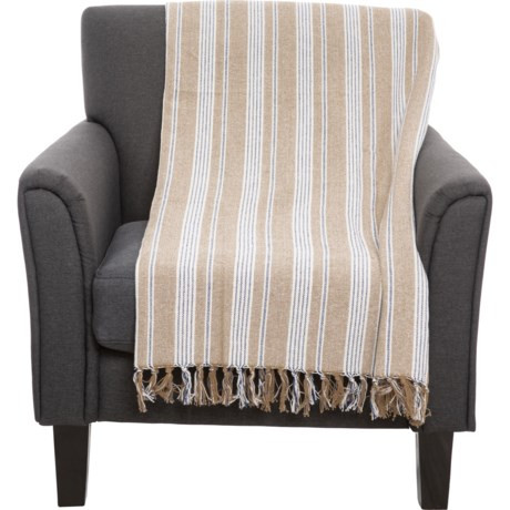 Mare Linno Tan and Navy Bennet Stripe Throw Blanket - 50x70” - Save 62% | Sierra