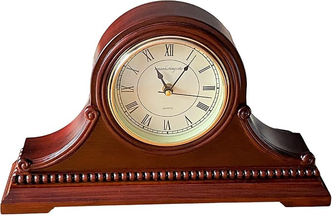Mantel Clocks, Battery Operated, Silent Wood Table Clock with Westminster Chimes On The Hour, Sol... | Amazon (US)