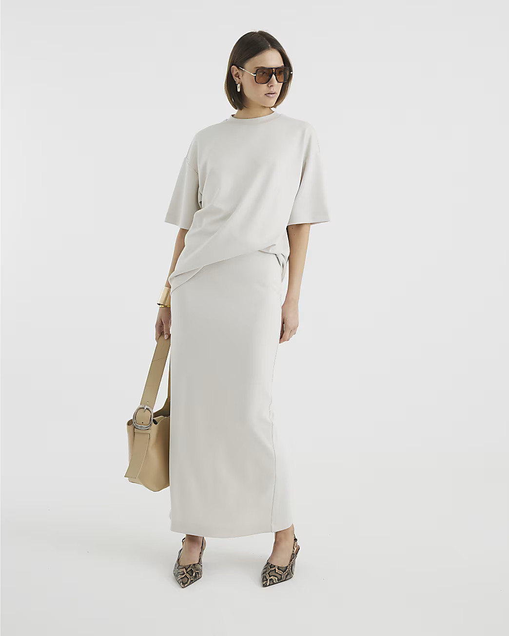 Cream Premium Sculpted Maxi Skirt | River Island UK & IE
