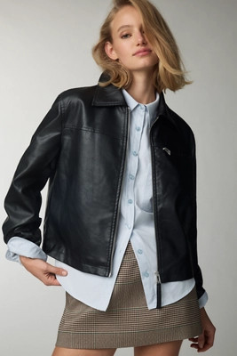 Pilcro Faux Leather Crop Moto Jacket | Anthropologie (US)
