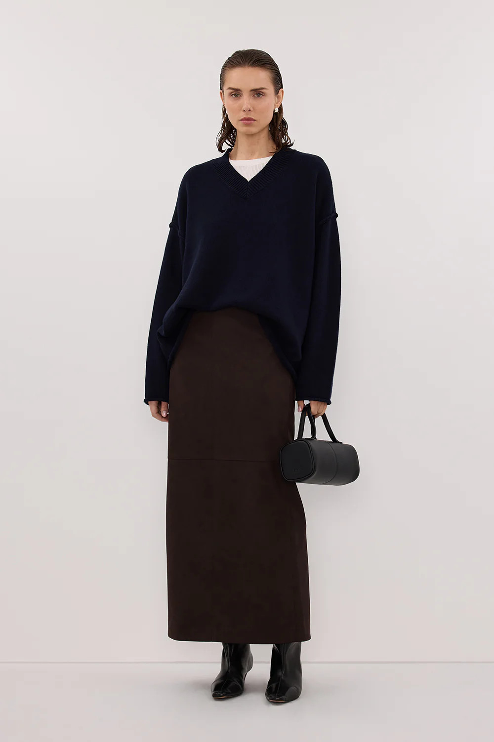 FLINT INK V NECK KNIT JUMPER | DISSH