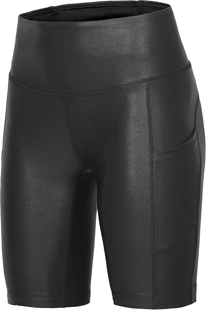 RUFIYO Women's Biker Shorts with Pockets High Waist Bike Shorts Faux Leather Workout Running Shor... | Amazon (US)