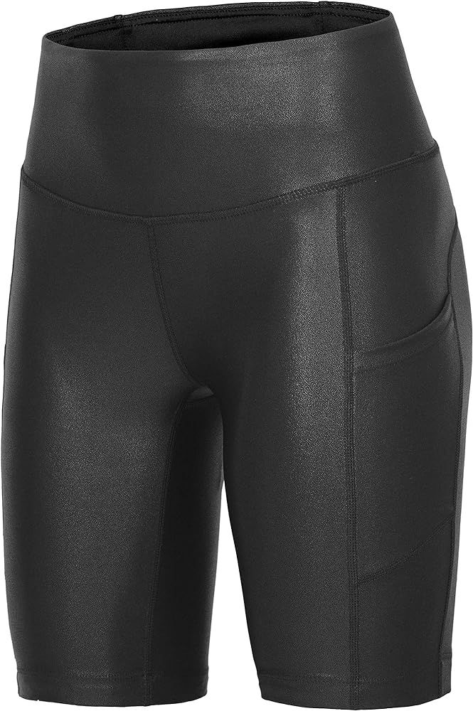 RUFIYO Women's Biker Shorts with Pockets High Waist Bike Shorts Faux Leather Workout Running Shor... | Amazon (US)