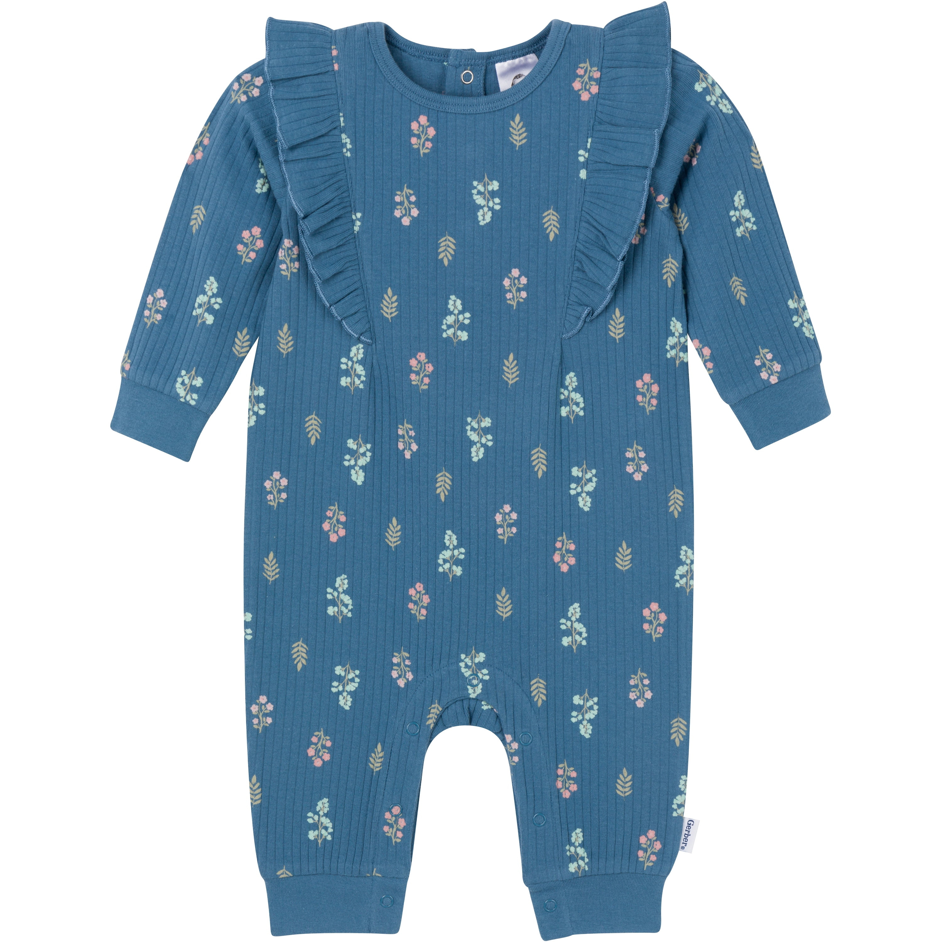 Gerber Baby Girl Romper with Ruffles, Sizes Newborn - 24 Months | Walmart (US)