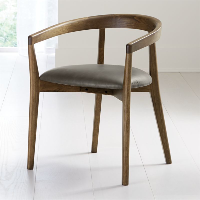 Cullen Shiitake Stone Round Back Dining Chair + Reviews | Crate and Barrel | Crate & Barrel