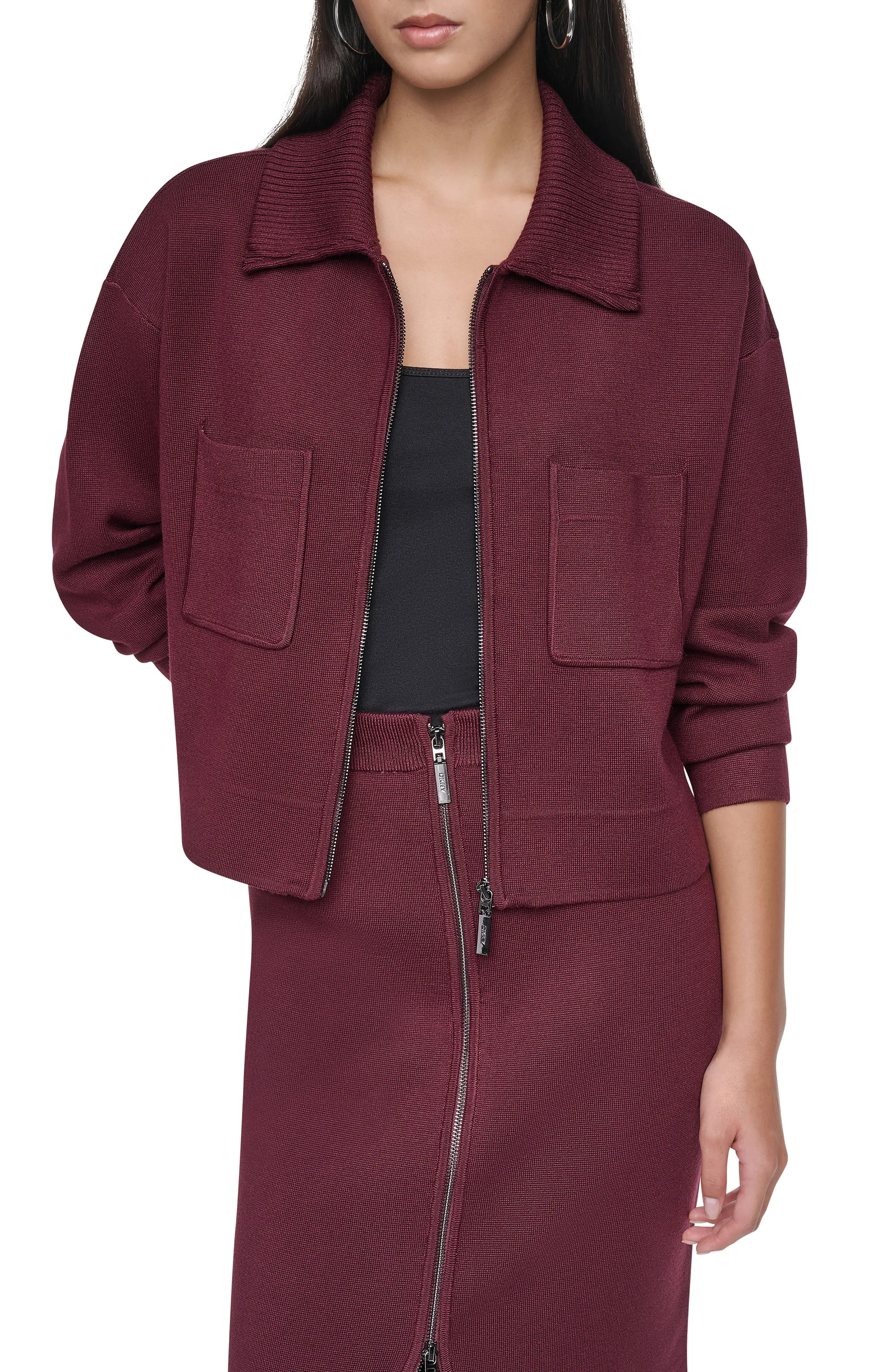 DKNY Essentials Zip Up Sweater Jacket (Women) | Nordstrom | Nordstrom
