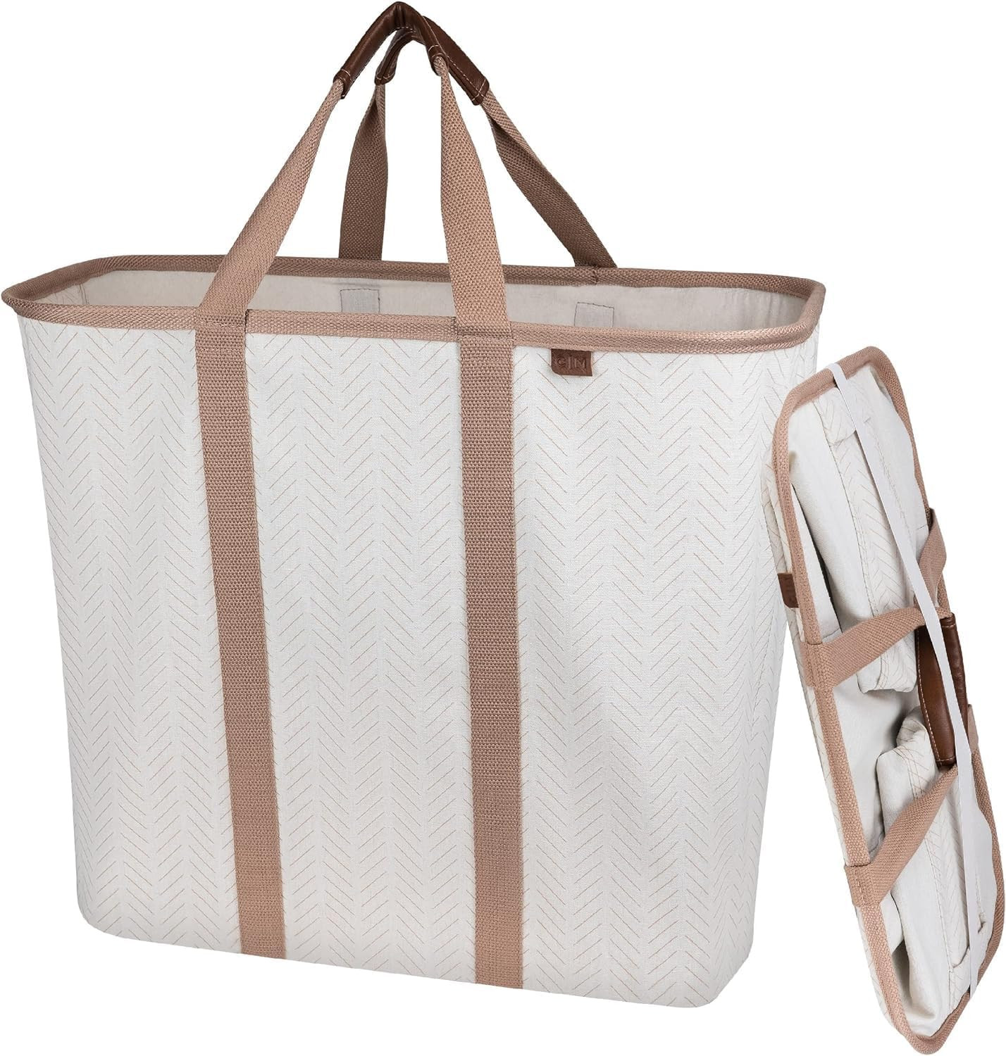 CleverMade Collapsible Laundry Caddy -LUXE Cream Herringbone 2Pack 64L -Foldable Storage Organiza... | Amazon (US)