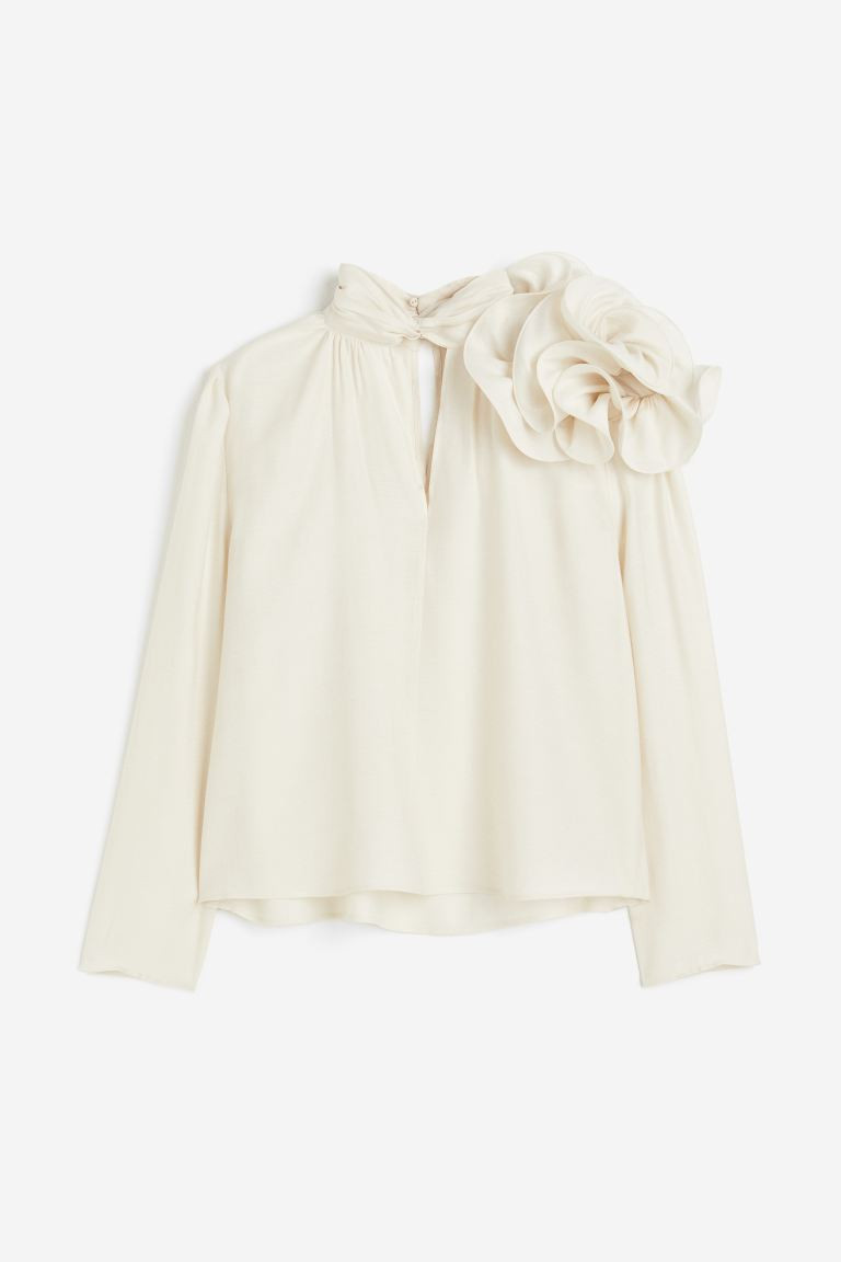Appliquéd blouse - Natural white - Ladies | H&M GB | H&M (UK, MY, IN, SG, PH, TW, HK)
